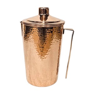 Jarra de Agua Clásica Ecológica de Cobre Puro con Tapa y Asa con Acabado Martillado para Uso en el Hogar, al Aire Libre y para Comer - Product Image 3