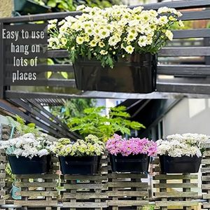 Black Oval Railing <b>Planter</b> for Balcony Indoor Outdoor Metal <b>Hanging</b> Flower Pot Garden <b>Rail</b> <b>Planter</b> - Product Image 6