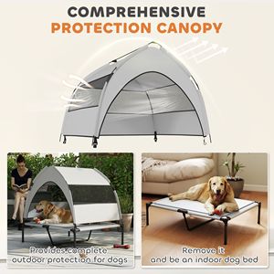 Cama Elevada Portátil para Perros de 36 x 29.5 x 35 Pulgadas con Toldo Extraíble y Almohadilla Refrigerante, Cama Elevada para Mascotas con Bolsa de Almacenamiento - Product Image 4