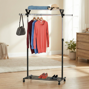 Modern Freestanding Steel Coat Rack With Shelf And <b>Hat</b> Rack For Bedroom Storage - Product Image 6