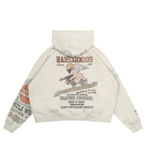 เสื้อฮู้ดสีขาวล้วน สีดำ สไตล์แร็ปเปอร์ ทรงพอดีตัว มีซิป สำหรับฤดูหนาว ผ้าฝ้าย 100% ทรงบ็อกซี่  รักษ์โลก ไม่มีป้าย  แบบต่อผ้า  น้ำหนักปานกลาง ราคาดี - Product Image 1