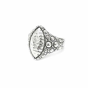 Artisan 925 <b>Silver</b> Marquise Shield <b>Ring</b> Hammered Finish Bubble Texture Band Unique <b>Boho</b> Statement Jewelry Gift - Product Image 3