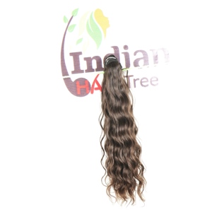 Cabello Humano Virgen Remy Negro Natural Ondulado Sin Procesar de Donante Único, Cabello Genuino de Una Sola Capa, de Fabricante Indio de Cabello de Templo - Product Image 1