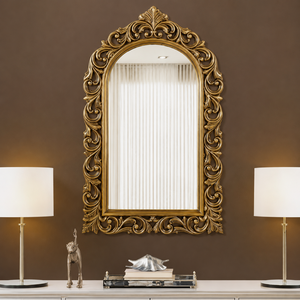 Antique <b>Gold</b> Arched Wall <b>Mirror</b> Ornate Baroque Frame Luxury Decorative <b>Mirror</b> for Living Room Hotel Salon Home Decor - Product Image 1