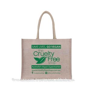Vente en gros de sacs à provisions biologiques en jute recyclée écologiques et réutilisables avec motif de lettres et logo - Product Image 1