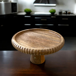 Support à gâteau artisanal en bois de manguier massif, plateau de présentation de desserts, plateau de service de cuisine, décoration écologique pour la maison et les fêtes de mariage - Product Image 5