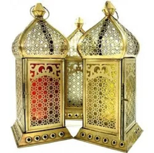 Lámpara Decorativa de Mesa, Farol de Vidrio y Metal, Color Antiguo, para Decoración Interior y Exterior, Artesanía - Product Image 3