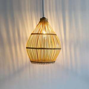 Wholesale Natural Bamboo Lampshade Handwoven Pendant <b>Light</b> Shade Open Weave Ceiling Lamp <b>Cover</b> for Home Decor OEM ODM - Product Image 1