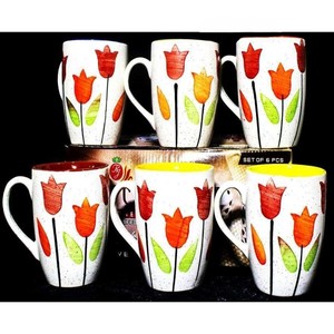 Ensemble de tasses à lait en céramique classiques à motif de pois indiens, fabriquées en Inde - Product Image 1