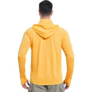 Camiseta de Pesca 2026 Nueva Unisex Amarilla de Manga Larga con Capucha, Protección Solar UPF 50, Transpirable, de Secado Rápido, Anti-UV, Color Sólido - Product Image 5