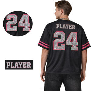 Camiseta de Fútbol Americano de Malla Transpirable, Estilo Urbano, con Número de Diamantes de Imitación, Personalizable con Logotipo, Fabricación OEM - Product Image 2