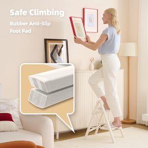 บันไดอลูมิเนียมน้ำหนักเบา 2 ขั้น พกพาสะดวก รับน้ำหนักได้ 330 ปอนด์ พร้อมแผ่นเหยียบกันลื่นขนาดกว้าง สำหรับใช้ในบ้านและสำนักงาน - Product Image 2