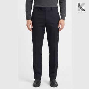 Custom <b>Mens</b> Charcoal Grey Twill Pants Recycled Cotton Blend 280 GSM Peach Extra Soft <b>Stretch</b> Trousers Smart Casual - Product Image 1