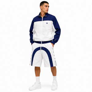 Ensemble de survêtement personnalisé brodé pour homme, coupe-vent en nylon deux pièces avec fermeture éclair, idéal pour l'été - Product Image 1
