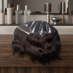 skin types Human Hair Toupee <b>Medium</b> Length 130% Density Glueless Swiss Lace Cap Natural Black Indian Remy Hair Light <b>Brown</b> Lac - Product Image 5