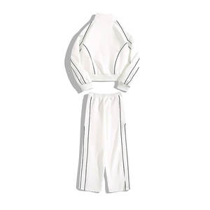 Ensemble deux pièces pour homme, tenue de sport et de loisirs d'extérieur, style punk américain, streetwear unisexe, veste et pantalon large style hip-hop - Product Image 2