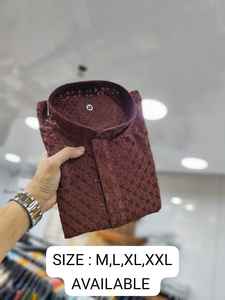 Conjunto de Kurta y Pijama de Viscosa Pura con Bordado Chikankari para Hombre - Product Image 2