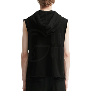 Hoodies personnalisés à coupe carrée, sans manches, courts, unisexes, avec appliques brodées, écologiques, anti-boulochage - Product Image 4