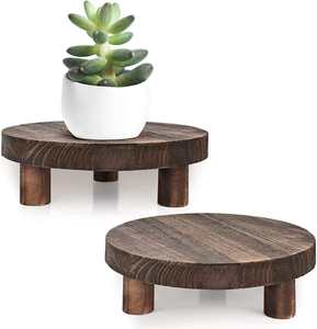 Support de présentation en bois pour plantes, support rond en bois pour pots de fleurs, intérieur/extérieur - Product Image 1
