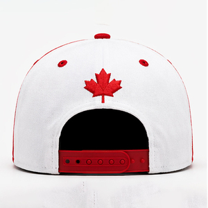 White Canadian Maple <b>Leaf</b> Snapback Cap Adjustable Red Embroidered Pattern Unisex Casual Hat - Product Image 2