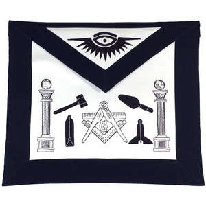 Master Mason Blue Lodge <b>Apron</b> - Navy Blue & <b>White</b> Silk Threads Hand Embroidery High Quality Blue Lodge <b>Apron</b> crafted - Product Image 6
