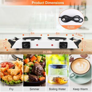 Portable Electric Dual Burner Hot Plate Stove 2000W Coil Heating 5 Temperature Adjustments for RV <b>Camping</b> & Countertop Use - Product Image 4
