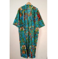 Robe kimono en coton à motifs floraux, conçue pour les femmes qui aiment les vêtements de nuit confortables et le style maison