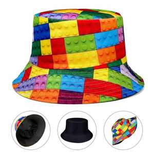 Unisex Bucket <b>Hat</b> Colorful Logo Print Outside Black Inside Polyester Casual Spring <b>Summer</b> 56-58CM - Product Image 5