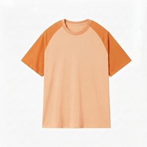 เสื้อยืดแขนสั้นแบบแร็กแลน ยูนิเซ็กซ์ ผ้าฝ้าย 95% ผสมสแปนเด็กซ์ 5% สีตัดกัน  ไม่มีลาย  รับสกรีนโลโก้  เสื้อยืดลำลองสำหรับผู้ชายและผู้หญิง - Product Image 1
