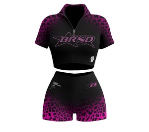 Ensemble deux pièces de sport d'extérieur pour femme – Tenue d'été 2026 avec crop top à manches courtes et short - Product Image 3