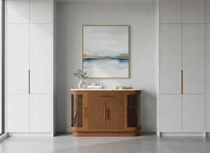 Meubles PKP, armoire de cuisine moderne en teck avec portes en verre, plateau en marbre, construction solide, design écologique, facile à nettoyer - Product Image 4
