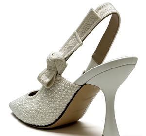 Chaussures de mariée luxueuses en perles blanches, chaussures pour femmes à talons hauts de marque - Product Image 4