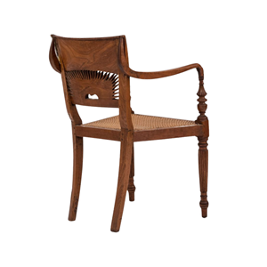 เก้าอี้ไม้เนื้อแข็งแบบคลาสสิกพร้อมที่นั่งหวายธรรมชาติและพนักพิงแกะสลัก สำหรับห้องนั่งเล่น โรงแรม และเฟอร์นิเจอร์วิลล่า - Product Image 4