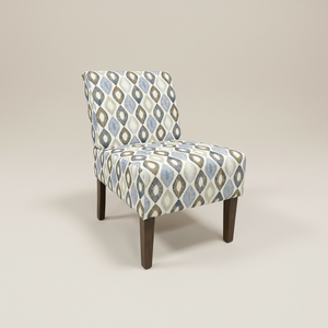 Chaise de salon rembourrée classique de chaise d'appoint en finition géométrique grise et crème - Product Image 1