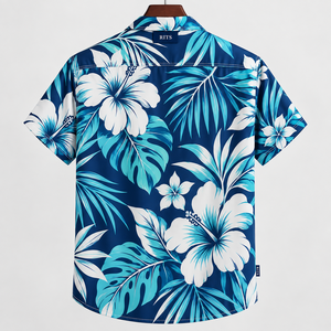 Chemise Hawaïenne Homme RITS à Manches Courtes Imprimé Floral pour Vacances d'Été Col Rabattu Tissu Respirant Vente en Gros - Product Image 3