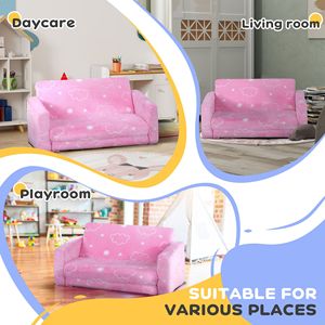 Divano per Bambini con Motivo a Nuvole Luminose e Rivestimento Rosa Lavabile - Product Image 6