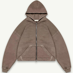 Custom <b>Mens</b> Hoodie 500 Gsm Blank Heavyweight Oversized French Terry Drop Shoulder Cropped Boxy Cotton Fleece Full <b>Zip</b> <b>up</b> Hoodies - Product Image 2