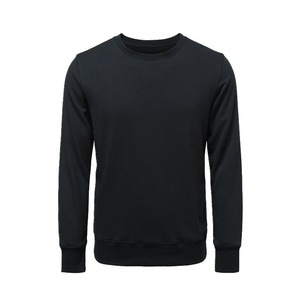 Sweat-shirt blanc à col rond pour homme, manches longues, couleur unie, tricoté en polyester/coton, respirant, vêtement d'hiver, coupe ample, doublé - Product Image 2