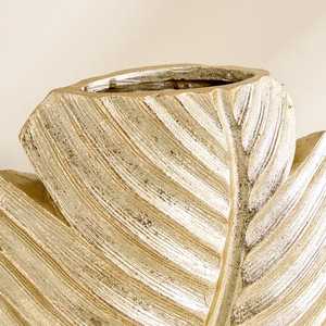 Juego de jarrones decorativos de lujo con diseño de hojas doradas, centro de mesa botánico moderno de metal para decoración del hogar, sala de estar y hotel. - Product Image 4