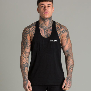 Custom Logo Cotton <b>Running</b> <b>Singlet</b> Muscle Athletic Shirts Sleeveless Fitness Wear Workout Men Gym Tank Top For Men - Product Image 2