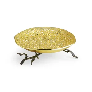 Frutero de Metal Dorado de Lujo con Base de Rama de Árbol, Bandeja Decorativa para Servir, para Decoración de Mesa en Hogar, Hotel o Boda - Product Image 1