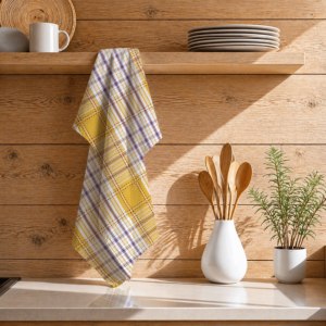 Essuie-tout de cuisine en coton 100% à motif à carreaux teint en fil, séchage rapide, pour usage domestique (vente en gros) - Product Image 1