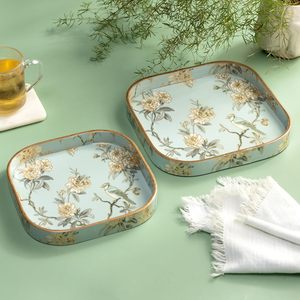 Bandeja de servir de madera con estampado floral, plato cuadrado de madera de mango hecho a mano con borde redondo, bandeja de servir al mejor precio - Product Image 5