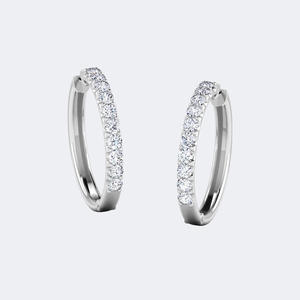0.35CTW Round Cut Pavé Set Double Row Huggie Hoop Diamond Earrings - Product Image 2