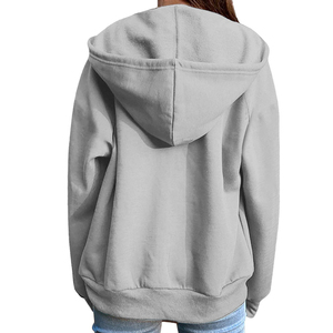 Wholesale Custom Women's <b>Zip</b> Up Hoodies Full <b>Zip</b> <b>Hooded</b> Sweatshirt Long Sleeve Casual Streetwear Private Label Clothing - Product Image 3