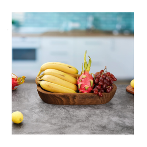 Bol à fruits en bois d'acacia, bols à salade rustiques pour la table, utilisation décorative - Product Image 5
