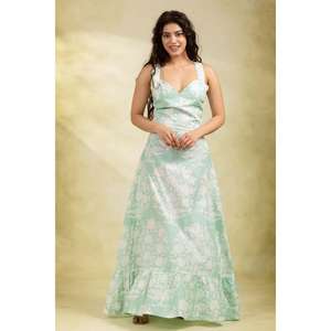 ชุดเดรสยาวผ้าฝ้ายพิมพ์ลายดอกไม้  รักษ์โลก ซักได้ เอวธรรมชาติ  สำหรับฤดูร้อน ผ้าเนื้อนุ่ม ระบายอากาศได้ดี สำหรับผู้หญิง - Product Image 1