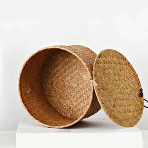 ตะกร้าหวายทรงกลมพร้อมฝาปิดแบบสแนปออน ตะกร้าเก็บของทำมือ ขายส่ง เป็นมิตรกับสิ่งแวดล้อม ผลิตในเวียดนาม - Product Image 2