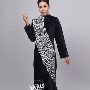 Vestido Abaya Kaftan Importado de Terciopelo con Lentejuelas de Cristal y Cuentas, Largo hasta el Suelo, de Manga Larga, Modesto y Sencillo, para Ocasiones de Eid - Product Image 1