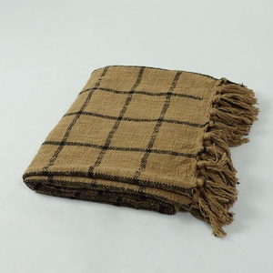 Bloque de mano algodón tiro a rayas cama sofá funda algodón transpirable suave tiro - Product Image 3